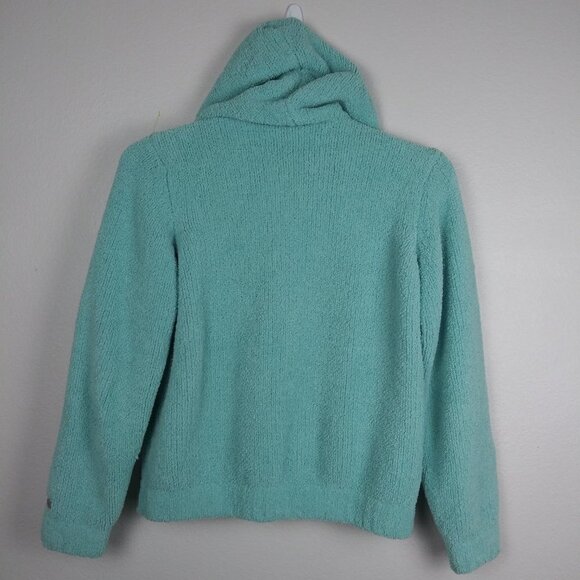 COLUMBIA SPORTSWEAR aqua chunky knit fluffy soft hoodie zip sweater sz.L - Picture 6 of 9